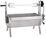 Beeketal 'SGB-8' Tisch Spießbratengrill mit Grillmotor für Hähnchen oder Rollbraten, Spießgrill mit 3-fach verstellbarem Drehspieß für bis zu 4 kg Grillgut, Grillfläche Holzkohlegrill: ca. 60x32 cm