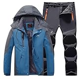 Generisch Skijacke Und Hose Herren, Schneeanzug Herren 2 Teilig Set Jogginghose Warm Schneeanzüge Große Größen Winteranzug Warme Skianzüge Outdoor Anorak Winddicht Parka Zweiteilig Skibekleidung
