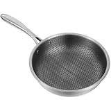 LALADEFIEE Edelstahl Wabenpfanne 24cm Hybrid Antihaft Omelettpfanne mit Doppelwandiger Struktur Ofenfest Kompatibel für Herdarten Inkl Induktion Vielseitige Steak und Spiegeleipfanne