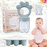 Weploda Fruchtsauger Für Baby, Silikon Futterspender Für Babynahrung, Fruchtsauger Babies Mit Eisgittern, Multifunktionale Baby Fruchtsauger, 3 Silikon Sauger in 3 Größen(Blau)