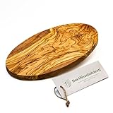 DAS OLIVENHOLZBRETT® / Brotzeitbreit Olivenholz oval/Frühstücksbrett aus Holz oval/Schneidebrett/Vesperbrett aus Olivenholz / 30 cm