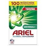 Ariel Schnell Auflösendes Pulverwaschmittel Universal+ 6 kg, 100 Waschladungen, Ausgezeichnete Fleckenentfernung