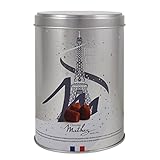 Mathez | Cacao Truffles | französische, mit Kakao gepuderte Schokoladen-Trüffel | silberne Dose mit Sternen | 500g