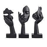 Schwarze Heimdekoration Akzentkunst Frau Gesicht Statue Sammlerstück Statue für modernes Zuhause Wohnzimmer Bücherregal Schwarz Schreibtisch Dekor 3-teiliges Set