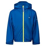 Trespass Fernmore Unisex Kinder Regenanzug mit Kapuze, wasserdicht, längere Länge, blau, 7-8