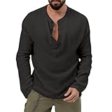 Longsleeve Tops Herren Sport Große Sportshirt Herren All-Match Klassisch Rundhals Einfarbig Hemd Herren Komfortabel Elastizität Casual Shirt Herren M-Black 3XL