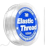 Redamancy 0,5 mm x 100m Elastisches Band für Armbänder,Elastische Schmuckfaden,Gummiband für Armbänder,Nylonkordel,Schnur Für Armbänder,Schmuckfaden Elastisch Reißfest mit Perlennadel