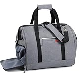 Lekesky Weekend Übernachtungstasche für Damen, 33 l, Reisetasche für Fluggesellschaften mit Schuhfach (Grau / Schwarz, 42 x 33 x 24 cm), Grau / Schwarz, 33L