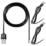 KUOQIY 3 Stücke USB-A Stecker 5V / 3A Pigtail offenes Ende Stromkabel, 1m 22 AWG USB 2.0 Stecker 2-poliger Draht DIY Pigtail-Kabel, für USB-Geräte Reparatur DIY-Kabel