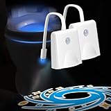 LAVAED WC-Nachtlichter, 16 Farbwechsel, Bewegungsmelder, aktivierte LED-Projektion, Nachtlicht, wiederaufladbar, WC-Schüssel, wasserdicht, coole Gadgets für Badezimmer-Dekoration (F16-TL2, 2 Stück)