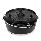 Petromax Feuertopf ft6 - Dutch Oven aus Gusseisen für Kochen und Backen - mit Deckel, Henkel und Standfüßen - Gerichte für 4 bis 8 Personen - 5,5 l