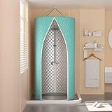Hängende Rund Duschvorhang Duschzelt Umkleidezelt Camping Faltbarer Mobile Umkleidekabine Duschkabine Outdoor Duschspinne, Wasserdicht, Verdickt 8mm, Bleiben Sie Warm in der Dusche(Grün,90 cm*200 cm)