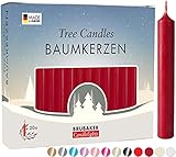 BRUBAKER 20er Pack Baumkerzen Wachs - Weihnachtskerzen Pyramidenkerzen Christbaumkerzen - Dunkelrot