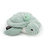 LES DÉGLINGOS 73503 Turtle Les Deglingos Ptipotos Sauvenou die Schildkröte Mama und Baby Plüsch-Kord-Spielzeug, Minze, Tier, Druck, Mint, 26,4x10x29,5