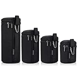 Wasserdichte Objektivtasche Set, Kameraobjektivhülle Objektivschutztasche, Kamera Objektivhülle (4-Größe-Packung), Schutzkamera-Objektivhülle für DSLR-Kameraobjektiv, dicke Kameraobjektivtasche