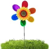 Hitburu Garten Windspiralen,Spiegelnde Sonnenblumen Windräder Für Außenbereich | Bunter Vogelschreck Dekoration Für Außenbereich Garten Obstplantage Hof