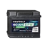 HeyVolt EFB Autobatterie 12v 60Ah 570A Hochleistungs-Blei-Säure-Batterie, Start-Stopp geeignet, Langlebig, Kompatibel mit PKW