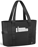 Prite Handtasche Damen Groß Tote Bag Shopper Tasche Arbeitstasche Umhängetasche Laptoptasche für Arbeit, Klinik, Uni, Reisen, Fitnessstudio (Schwarz)