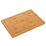 FLORINA Bambus-Schneidebrett 35x25 cm CORDIA I Natürlicher Bambus-Schneideblock mit Saftrillen I Küchenbrett wirkt Antibakteriell I Universalschneidebrett z. Schneiden von Käse, Fleisch, Obst, Gemüse