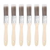 sourcing map 6 x Malerpinsel, 2,5 cm, flache Maler- und Splitterpinsel mit Holzgriff, für Heimwerker, Malerei, flache Kunst, Möbel, Zäune, Deck, Wand, Zierleiste, Braun