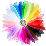 DAAIZIII 20 Stück Jongliertücher,60 x 60 cm Square Bunte Tanz Chiffontücher,Bunte Tücher,Chiffontücher,Seidentücher,Schwungtuch, Tücher Für Kindergarten Kindershow Sensorisches Jonglieren Tanzen