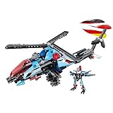2-in-1 Hubschrauber und Mech-Roboter aus CaDA Baustein-Set mit Rückziehfunktion, Steck-Bausatz DIY Pull-Back Spielzeug-Auto aus Klemmbausteinen, Technik-Bauset f. Kinder in jungen Jahren u. Erwachsene
