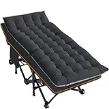 DRMOIS Feldbetten Klappbar Campingbetten, Campingliege Übergroßes 81 cm breites, tragbares, faltbares Outdoor, Tragkraft 400 kg- mit Isomatte Matratze, Schwarz, Größe XXL