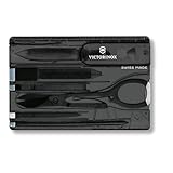 VICTORINOX Swiss Card Classic, Multitool Kartenmesser, Taschenmesser in Kreditkartenformat, 10 Funktionen, Spitzklinge, Schere, Schwarz