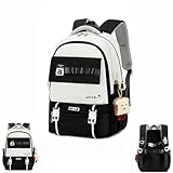 School Backpack for Girls, Very Cute Simple Big School Bag,Multi Pocket Anti Theft Travel Nylon Casual Daypack Large Bookbags for Teens (Black)