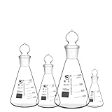 Glaskolben für das Labor, 1 Teile/los Labor 50ml bis 1000ml silikatglas Erlenmeyerkolben mit #24#29#34 Boden-in Stopper(250ml N0.24)
