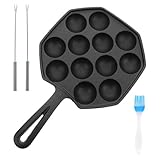 Homoyoyo Gusseisen Takoyaki Pfanne Antihaft Bratpfanne mit Schwerem Grillplatten-design für Octopus Fleischbällchen Vielseitige Back Grillpfanne Hitzebeständig für Induktions Gasherde