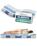 AM Qualitätsmatratzen Gelschaum Taschenfederkernmatratze 90x200cm H3 24cm - Made in Germany & Oeko TEX Siegel - 7 Zonen Gel-Federkernmatratze 90x200 mit 480 Federn & Lyocell Bezug