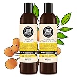 P-Beauty Naturkosmetik Marula Öl Haarpflege Set Shampoo & Conditioner - Bio, Vegan, ohne Silikone - Haarshampoo für Glanz & Geschmeidigkeit - Haarmaske für trockenes, strapaziertes Haar