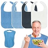 agctrler 4 Stück Lätzchen für Erwachsene, Latz für Senioren, Mehrweg Waschbar Verstellbare Wasserdichte Lätzchen, Erwachsenen Lätzchen, Unisex Kleiderschutz für Mutter Vater