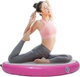 Aufblasbare Gymnastikmatte Dicke 10 cm Durchmesser 100cm Airspot Air Matte mit Luftpumpe Turnen Matten Aufblasbar Gymnastikmatte Rutschfest Sportmatte für Zuhause Yoga Fitness