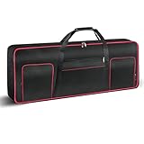 Ruibo Keyboardtasche 61 Tasten,Gigbag 600D Oxford-Tuch mit 10 mm Baumwoll-Gepolstert,Tragbar Langlebig Wasserdicht,101,6 x 40,6 x 15,2 cm,Schwarz+Rot