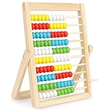 EliteMill Rechenschieber Rechenrahmen Kinder, Grundschule Abakus Lernspiele mit 100 Bunte Perlen Holz Grundschule Rechenschieber Mathematik Aufklärung Spielzeug für Kinder