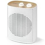 Duronic HV32 WE Heizlüfter, 2000 Watt Elektroheizung für Steckdose, kleine Mini Heizung als Fußwärmer, Elektroheizkörper mit 2 Stufen, Kaltfunktion