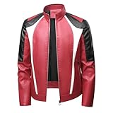 Mymyguoe Lederjacke Herren Motorrad Jacke Bikerjacke Kunstlederjacke Motorradjacke Wasserdicht Winddicht Protektorenjacke Scooter Biker Touring Übergangsoberteil Vintage Kunstleder Outwear