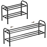 Schuhregal Schmal Ausziehbar Platzsparend Schuhregal Adjustable Expandable Klein Metall Schuhschrank Schwarz Schuhablage Schuhaufbewahrung DraußEn SchuhstäNder Diele Outdoor Camping Flur (2 Etagen)