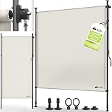 tillvex® Klemmmarkise Senkrechtmarkise 100x310cm Beige mit Handkurbel ohne Bohren | Sichtschutz Ausziehbar & Blickdicht | Vertikalmarkise Balkon Terrasse Garten | Sichtschutzrollo Wetterfest