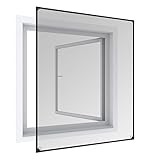 Windhager Insektenschutz Magnetfenster PLUS, 100 x 120 cm, Anthrazit, bohrfreie Montage, individuell kürzbar, 04301