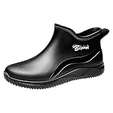 Damen Gummistiefel Mode Stiefeletten für Damen Chelsea Booties Wasserdicht Regenstiefel Gummistiefel Boota Garten Gummistiefel, Schwarz3, 38.5 EU