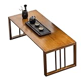 Mid-Century Moderner Teetisch, Japanischer Faltbarer Couchtisch für Bambus Niedriger Tisch für Wohnzimmer und Esszimmer, 100 cm x 41 cm x 33 cm
