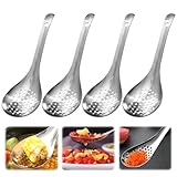 4 Stück Kaviar Löffel Edelstahl, Kaviar Löffel für Suppe Silbrig, Löffel mit Löchern,Langlebig, Schlitzlöffel Edelstahl Rostfrei Poliert, Kaviarlöffel Sieb für Buffet Party Bankett Kochen Küche