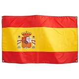 Runesol Spanien-Flagge, 3 x 5, 91x152 cm, Español Banner, 4 Ösen, Messingöse in Jeder Ecke, Fußball Weltmeisterschaft, Premium Fahnen, Innen, Außen, Lebendige Farben