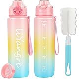 Liyangre Trinkflasche 1L Wasserflasche mit Sieb, BPA-frei, Leicht, SoftTouch, Sport Trinkflasche für Fitness, Laufen,Yoga, Fahrrad, Outdoor