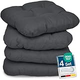 Beautissu 4er Set Sitzkissen 40x40 cm Lisa Anthrazit - weiche Indoor & Outdoor Kissen mit 8cm Schaumstoff Füllung, widerstandsfähige & robuste Sitzpolster für Außenbereich Made in EU