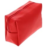 TOPBATHY Glänzende Kosmetiktasche PU Leder Rot Kleine Tragbare Reise Kulturbeutel mit Reißverschluss Makeup Aufbewahrungstasche für Toilettenartikel