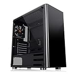 Thermaltake V200 Tempered Glass Edition | Mid-Tower-ATX-PC-Gehäuse | gehärtetes 4mm Glasseitenteil | 1x leiser-120mm-Lüfter | schwarz